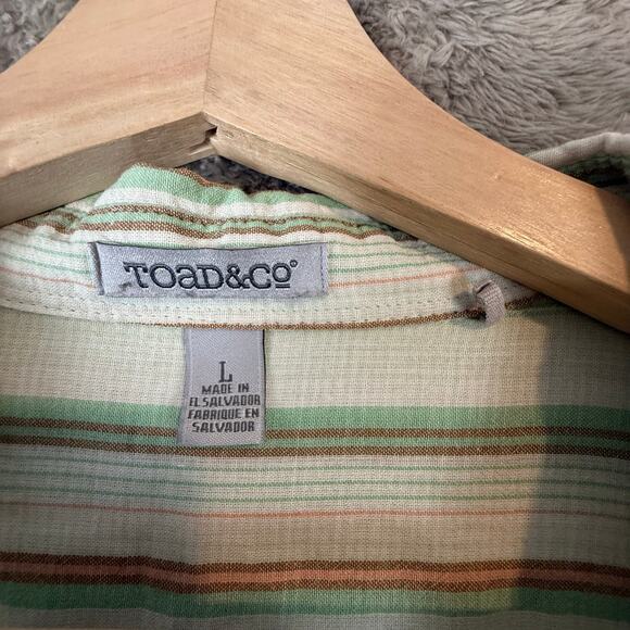 Toad & Co Long Sleeve Airbrush Shirt Button Down Green Stripe L Women's - Picture 9 of 12